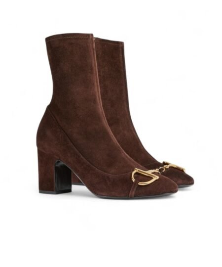 Gucci Ankle Boot With Half Horsebit Dark Brown Suede For Women 849549 AAFMU 2344