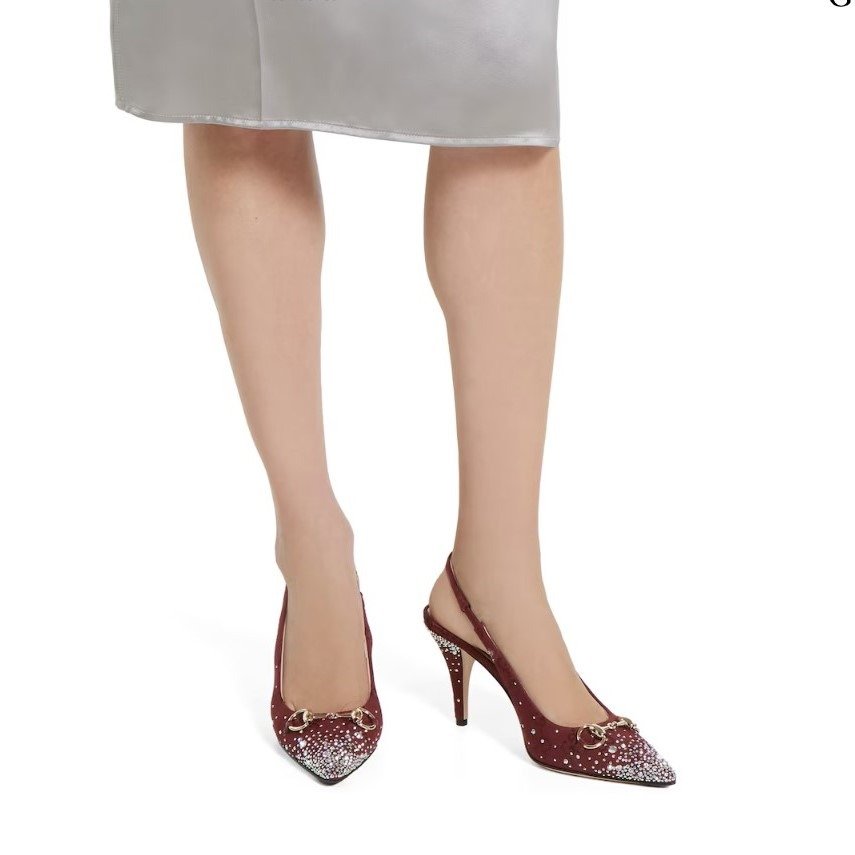 Gucci Slingback Pump With Crystal Horsebit Rosso Ancora Red For Women 812176 FAD21 8552 - Image 2