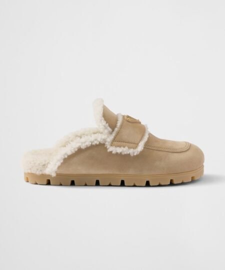 Alternative view of Prada Suede And Shearling Slippers Ecru For Women 1S711M_X0O_F0379_F_ZG20