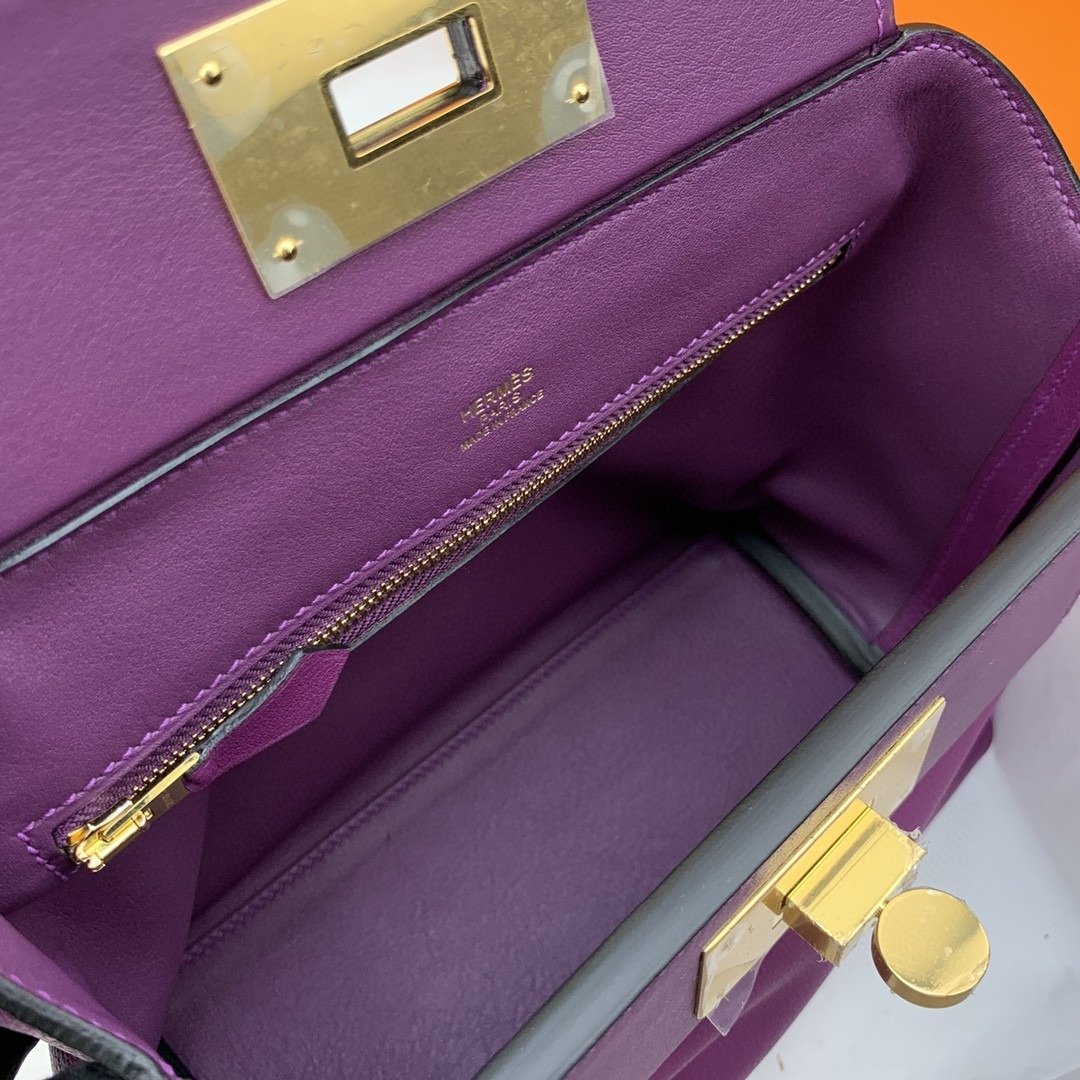 Hermes 24/24 Mini Evercolor Swift Purple For Women, Women’s Handbags, Shoulder Bag 8.2in/21cm - Image 5