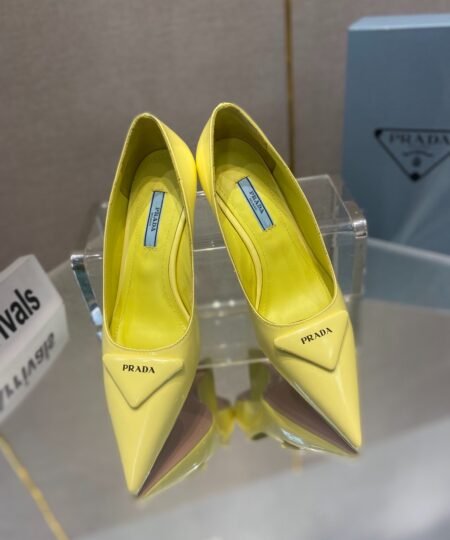Prada Brushed Pumps Yellow For Women 2.6in/65mm PRD