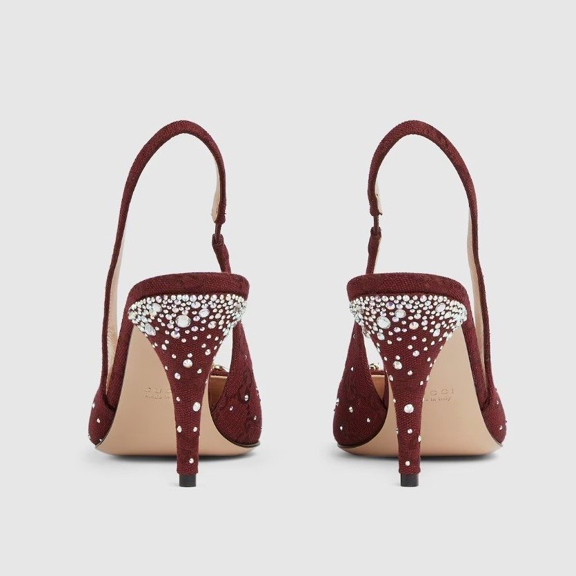 Gucci Slingback Pump With Crystal Horsebit Rosso Ancora Red For Women 812176 FAD21 8552 - Image 4