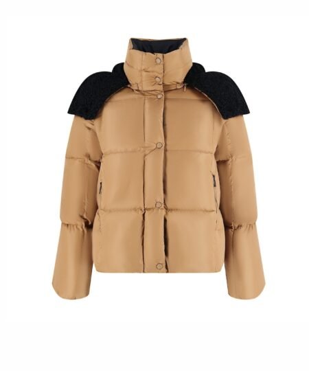 Moncler Castelnou Square-Quilted Hooded Short Down Jacket Beige For Women