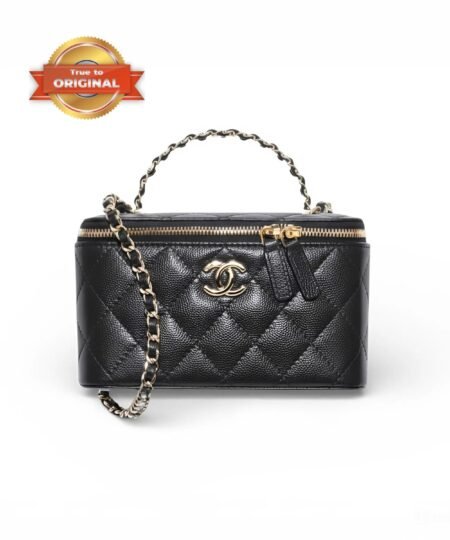 [True-to-ORIGINAL] Chanel Small Vanity Case Black For Women 6.7in/17cm AS3171