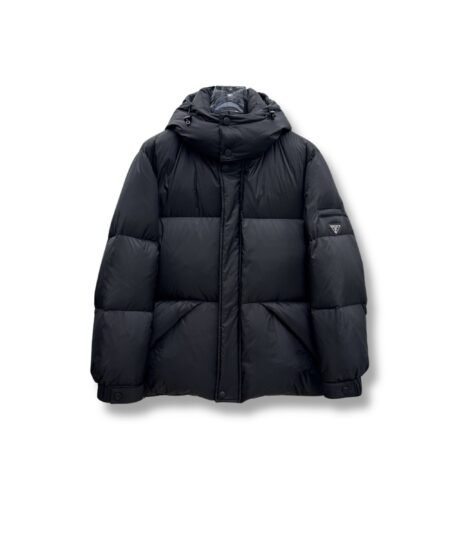 Prada Re‑Nylon Hooded Down Puffer Jacket Black For Men