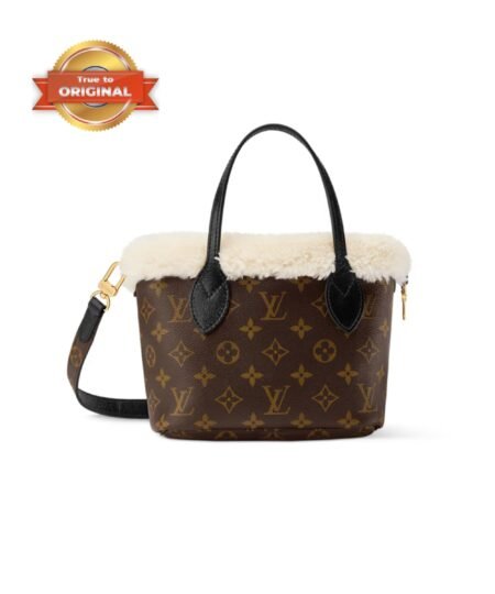 [True-to-ORIGINAL] Louis Vuitton Neverfull Bandoulière Inside Out BB Monogram Shearling For Women 10.4in/26cm M26315