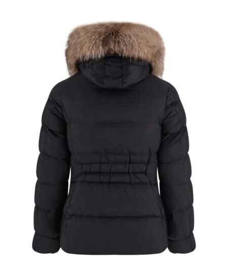 Alternative view of Moncler Boed Hooded Shearling-Trimmed Short Down Jacket Black For Women