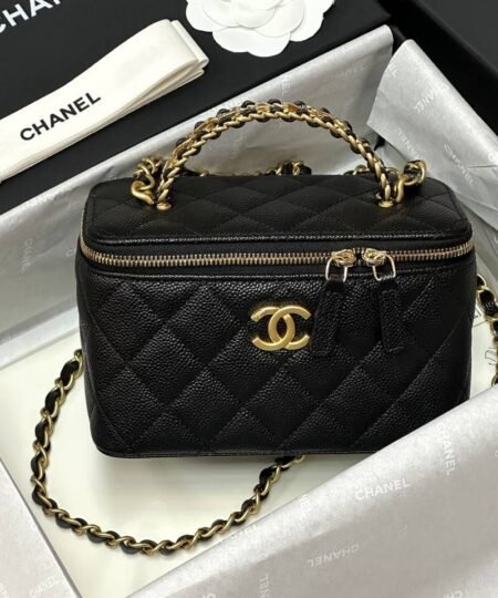 Alternative view of [True-to-ORIGINAL] Chanel Small Vanity Case Black For Women 6.7in/17cm AS3171