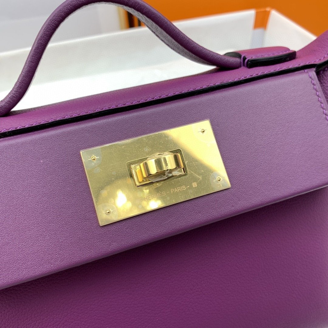 Hermes 24/24 Mini Evercolor Swift Purple For Women, Women’s Handbags, Shoulder Bag 8.2in/21cm - Image 7