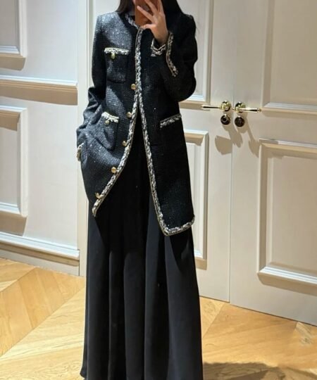 Alternative view of Chanel Long Tweed Coat Black For Women