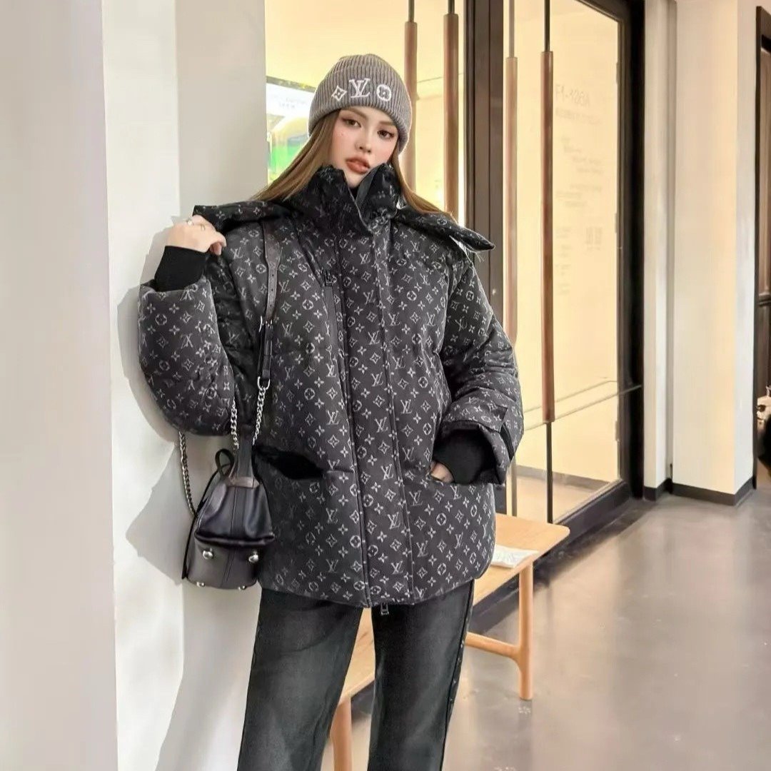 Louis Vuitton Denim-Effect Monogram Ski Jacket Dark Grey For Women 1AIPGV - Image 2