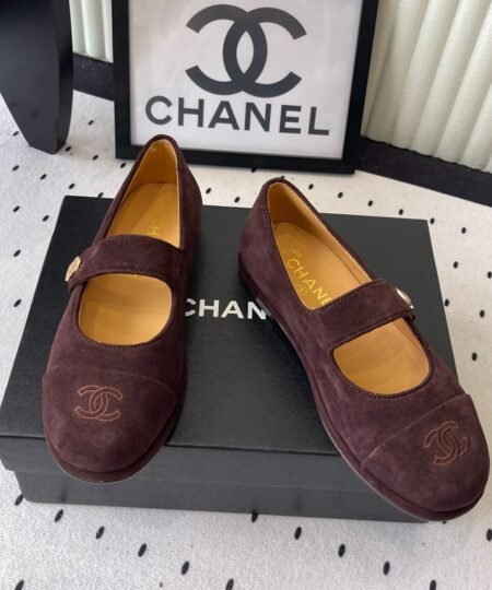Alternative view of Chanel Mary Jane Flats Burgundy Suede For Women