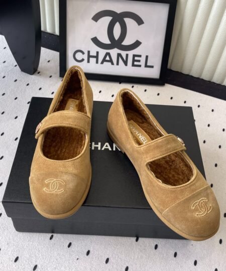 Alternative view of Chanel Mary Jane Flats Tan Suede Shearling For Women