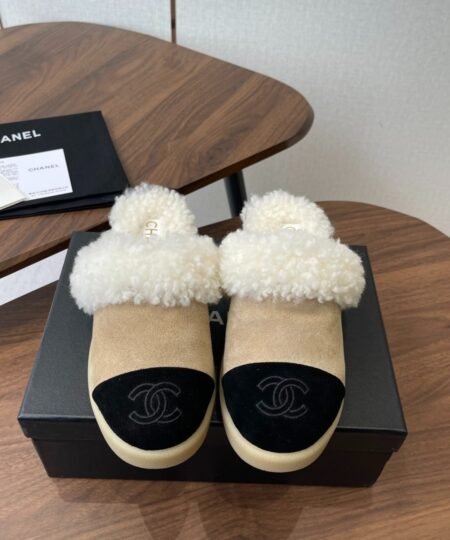 Alternative view of Chanel Shearling Two-Tone Mules Beige/Black For Women