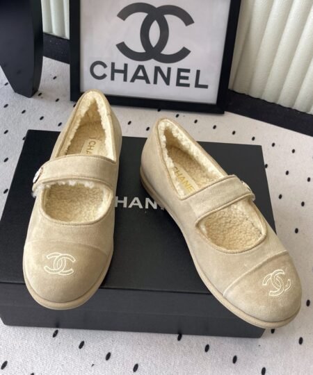 Alternative view of Chanel Mary Jane Flats Beige Suede Shearling For Women