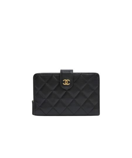 Chanel CC Lambskin Wallet Gold Hardware Black For Women 5.9 in / 15 cm