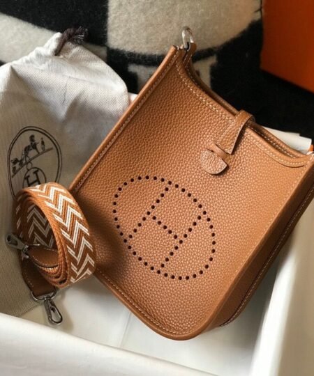 Hermes Evelyne 16 Amazone Bag Brown With Silver-Toned Hardware For Women, Women’s Shoulder And Crossbody Bags 6.3in/16cm