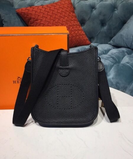 Hermes Evelyne II TPM Bag Black For Women Silver Toned Hardware 7.9in/20cm