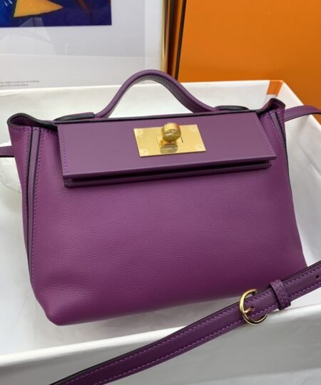 Hermes 24/24 Mini Evercolor Swift Purple For Women, Women’s Handbags, Shoulder Bag 8.2in/21cm