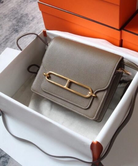 Hermes Evercolor Sac Roulis 23 Grey Galet For Women, Women’s Handbags, Shoulder Bags 9in/23cm