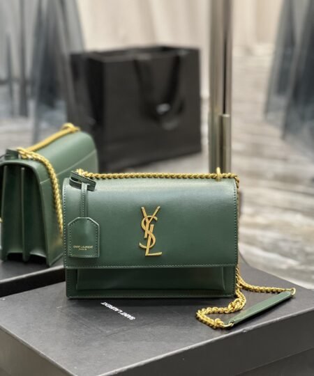 Saint Laurent Sunset Medium Chain Bag For Women 8.6in/22cm Green YSL