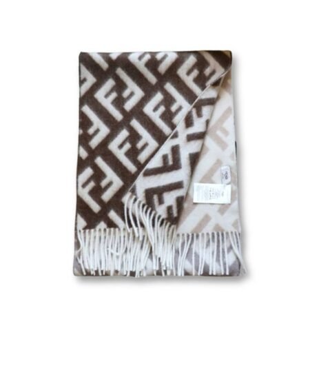 Fendi FF Monogram Reversible Scarf Brown & Beige For Women