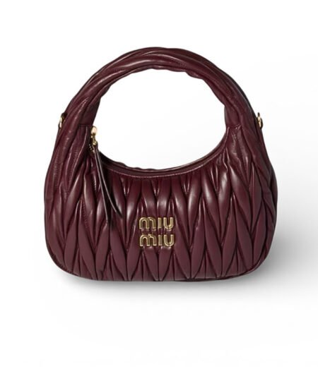 Miu Miu Wander Hobo Mini Bag Burgundy For Women 17.5cm/ 6.9in – 5BC125_AN88_F0007_V_OOY