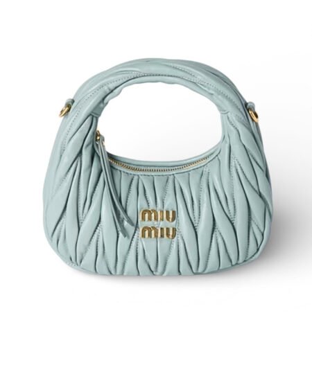 Miu Miu Wander Hobo Mini Bag Powder Blue For Women 17.5cm/ 6.9in – 5BP078_AN88_F0035_V_OOO