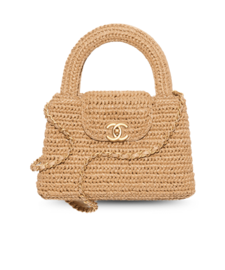 Chanel Mini Shopping Bag Dark Beige Raffia For Women 7.5in/19cm AS4416-B22677-U5552