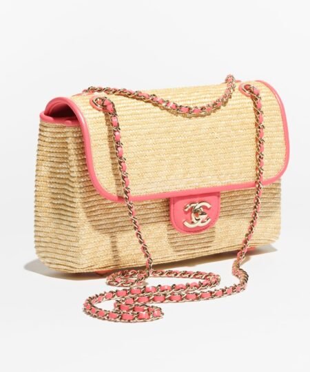 Alternative view of Chanel Small Flap Bag Dark Beige/Coral Straw For Women 9.1in/23cm AS6017-B22647-U6028