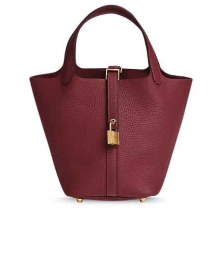 Hermès Picotin 18 Taurillon Clémence Rouge H Red Gold Hardware 7.1in/18cm For Women H056289CC55