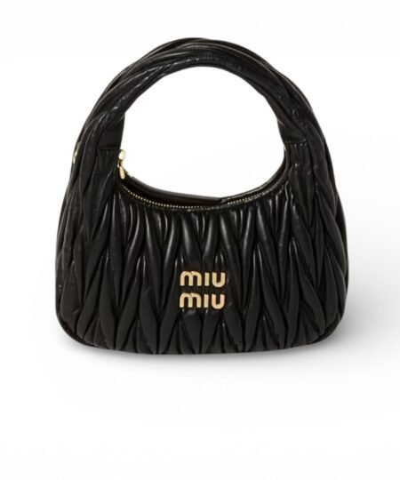Miu Miu Wander Hobo Small Bag Black For Women 20cm/ 7.9in – 5BC125_AN88_F0002_V_OOY