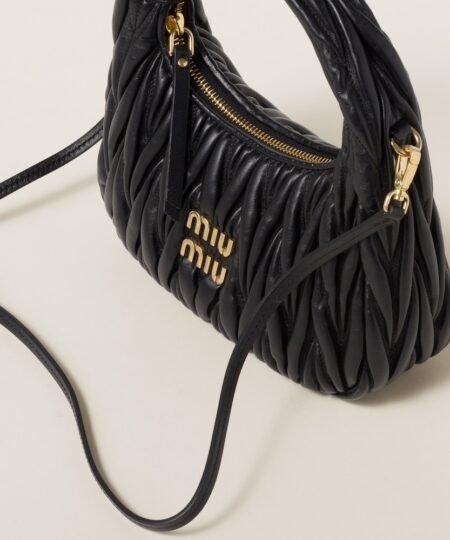 Alternative view of Miu Miu Wander Hobo Small Bag Black For Women 20cm/ 7.9in – 5BC125_AN88_F0002_V_OOY