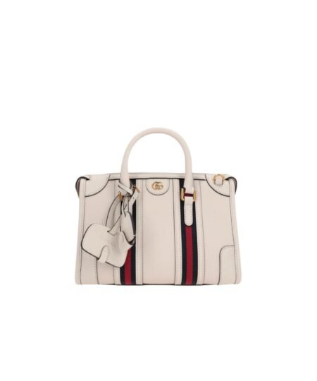 Gucci Double G-Detailed Smooth Small Handbag White/Grey/Brown For Men 10.6 in/ 27 cm