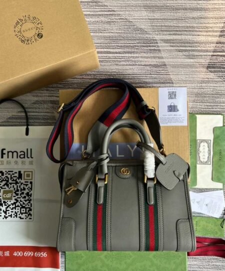 Alternative view of Gucci Double G-Detailed Smooth Small Handbag White/Grey/Brown For Men 10.6 in/ 27 cm