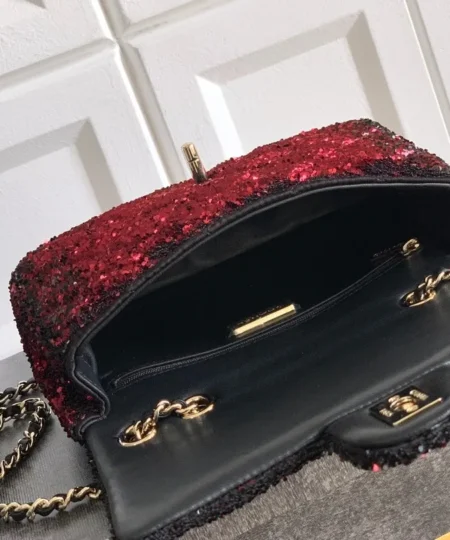 Alternative view of Chanel Classic Mini Flap Bag Sequin Burgundy For Women 20cm/7.9in