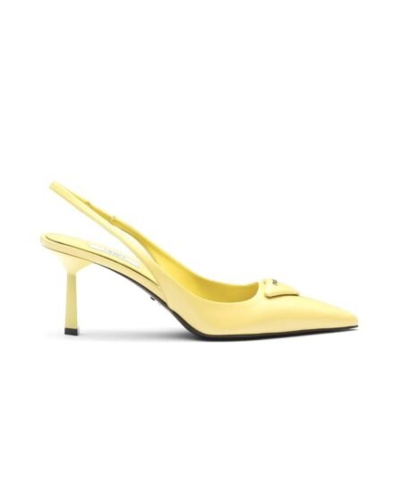 Triangle Logo Slingback Pumps Yellow For Women 1I901MF075055