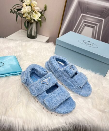 Prada Terrycloth Sandals Blue For Women 0.8in/20mm PRD 1X737M_H39_F0076_F_D020