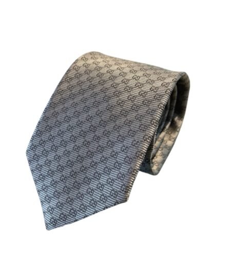 Gucci Monogram Interlocking G Jacquard Tie Light Grey For Men