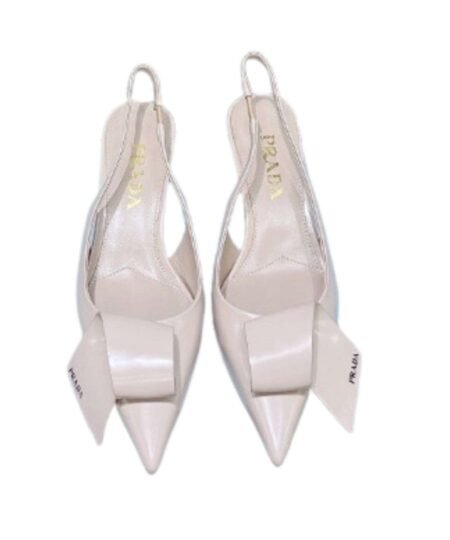 Prada Frill Slingback Pumps Cream For Women