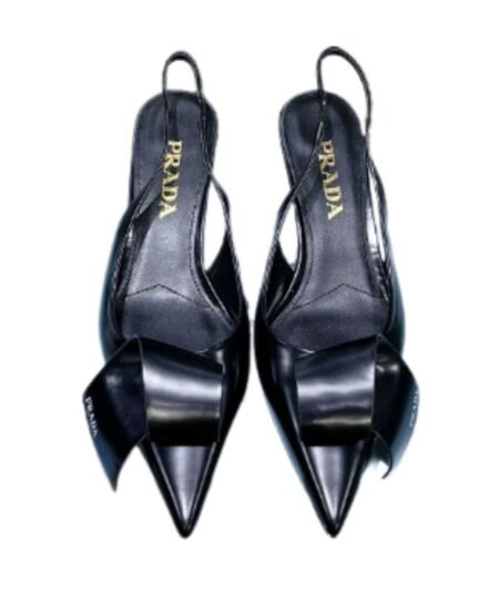 Prada Frill Slingback Pumps Black For Women