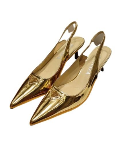 Prada Slingback Spike Pumps Gold For Women