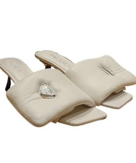 Prada Soft Padded Nappa Slides White For Women