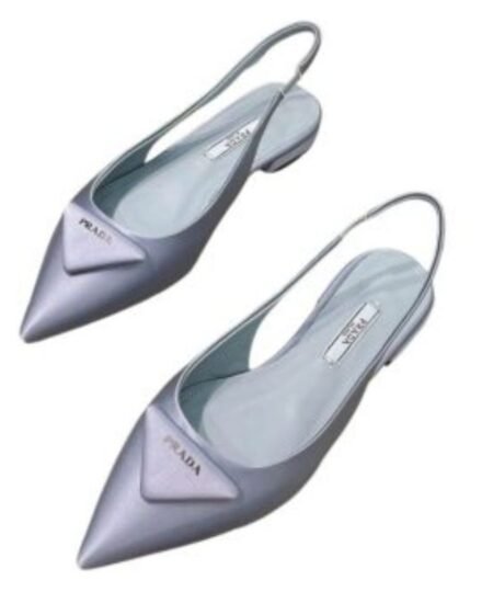 Prada Brushed Slingback Pumps Light Blue For Women 0.4 in/ 1cm