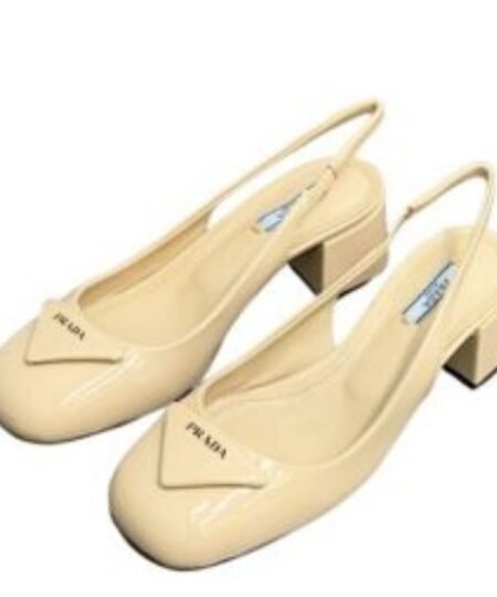 Prada Patent Slingback Pumps Beige For Women 2.1 in/ 5.5 cm