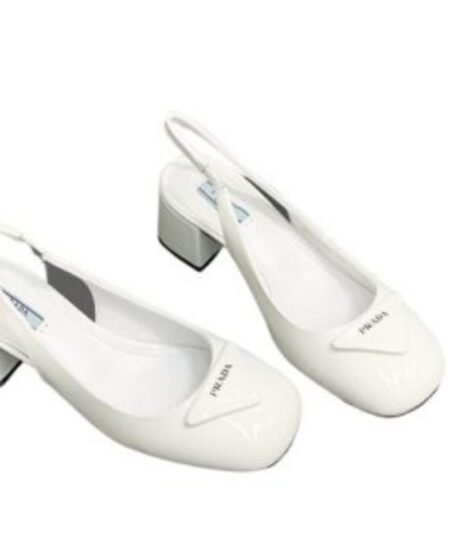 Prada Patent Slingback Pumps White For Women 2.1 in/ 5.5 cm