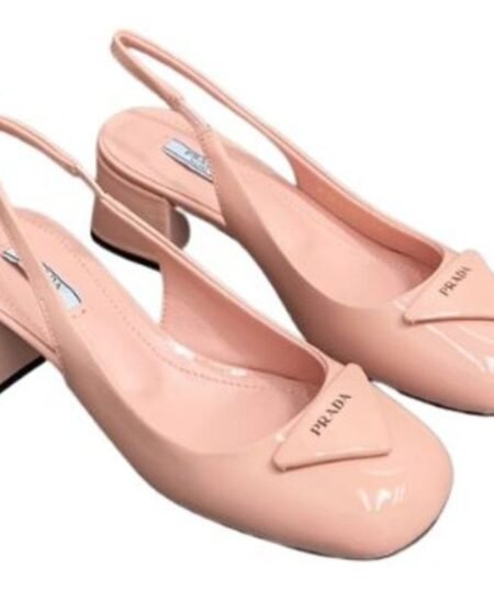 Prada Patent Slingback Pumps Light Pink For Women 2.1 in/ 5.5 cm
