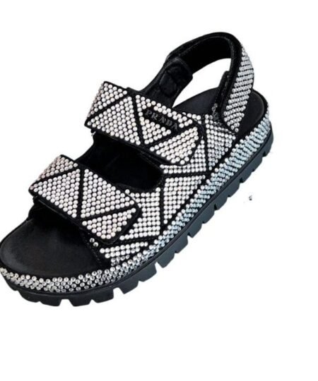 Prada Satin Sandals With Crystals White For Women 0.8 in/ 2cm