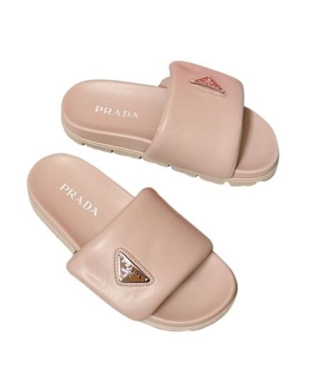 Prada Soft Padded Nappa Slides Light Pink For Women 0.8 in/ 2cm