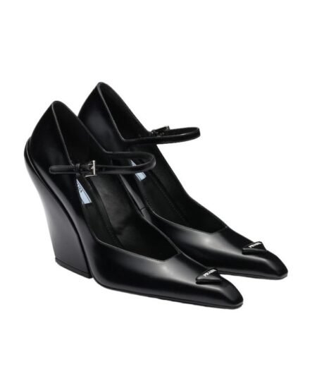 Prada Brushed Pumps Black For Women 3.7 in/ 9.5cm 1I982M_055_F0002_F_A095